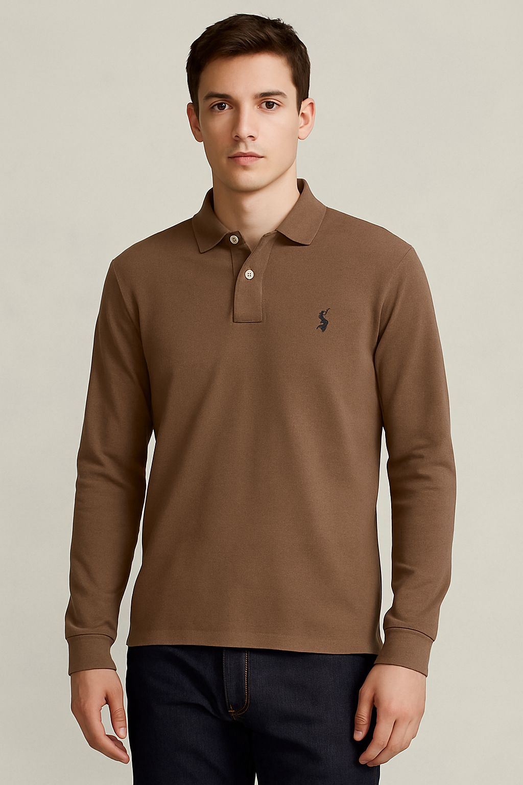 RL Collar Full Sleeve T-shirt BROWN