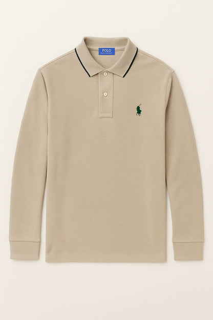 RL Collar Full Sleeve T-shirt BEIGE