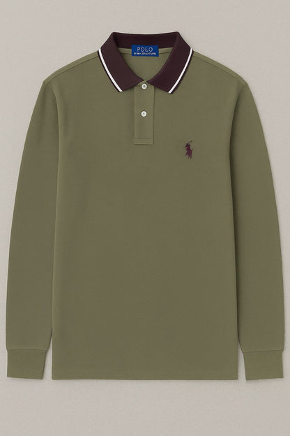 RL Collar Full Sleeve T-shirt GREEN
