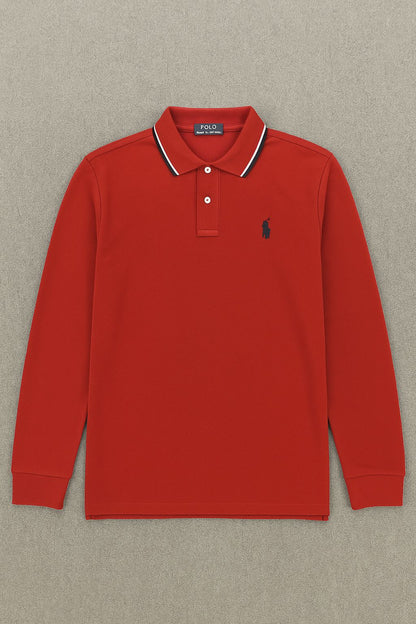 RL Collar Full Sleeve T-shirt RED