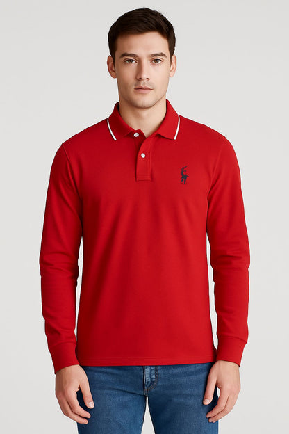 RL Collar Full Sleeve T-shirt RED