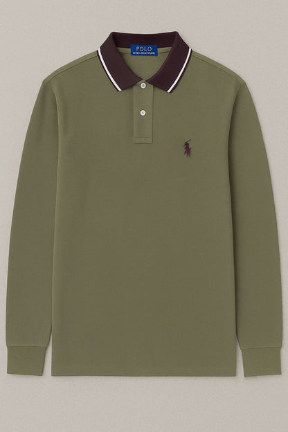 RL Collar Full Sleeve T-shirt RED