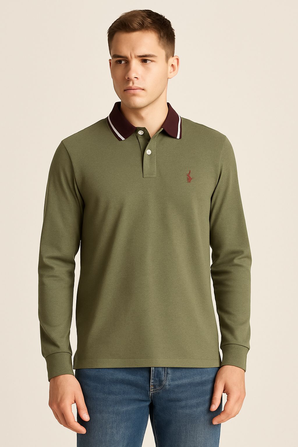 RL Collar Full Sleeve T-shirt GREEN