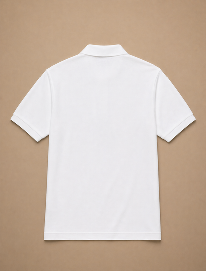L Men White Solid Polos