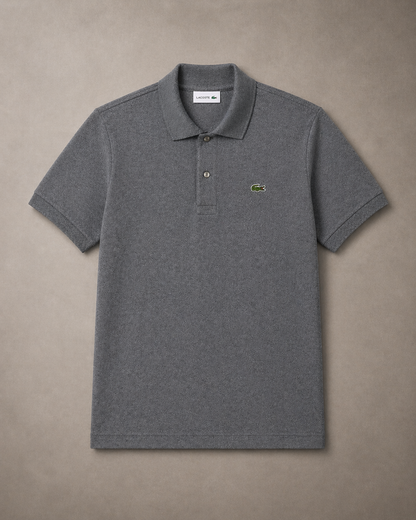 L Men Grey Heathered Pique Cotton Shirt