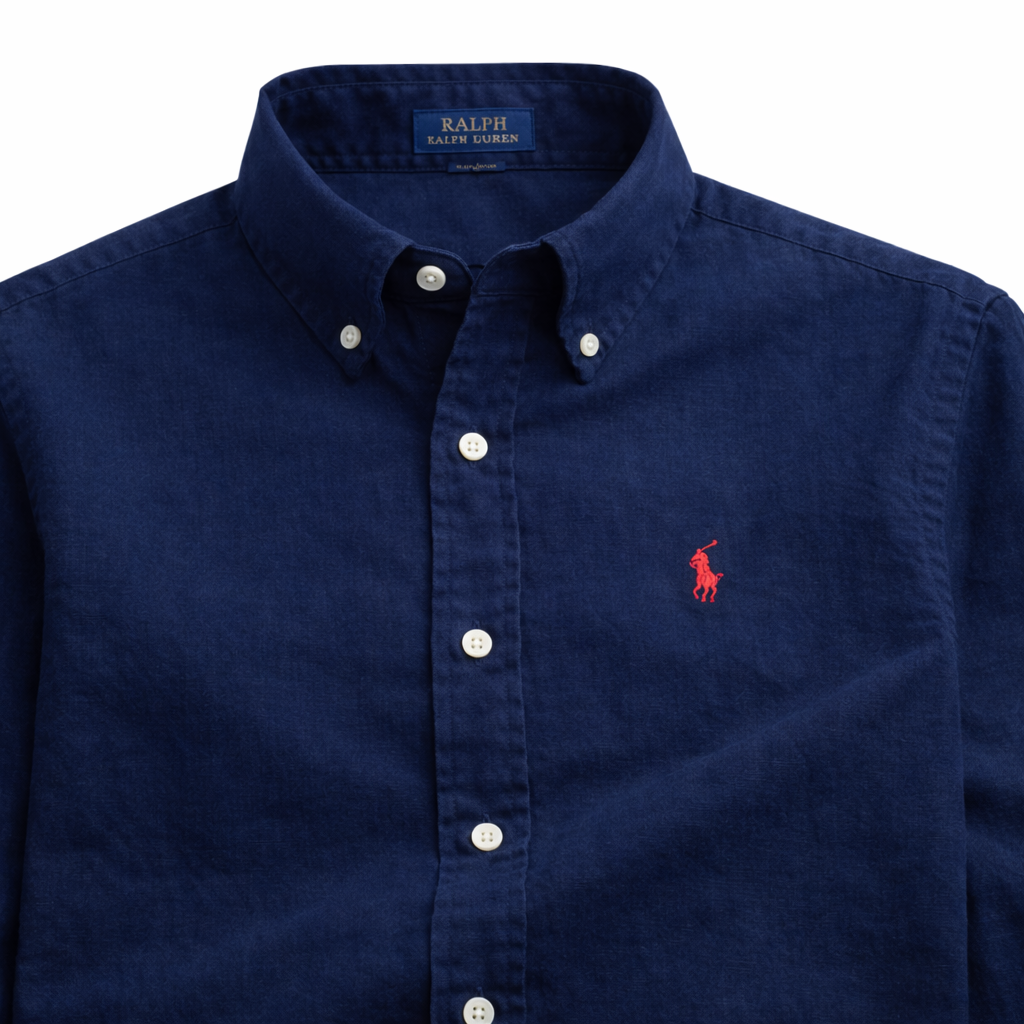 Navy Oxford Shirt (Red Logo)