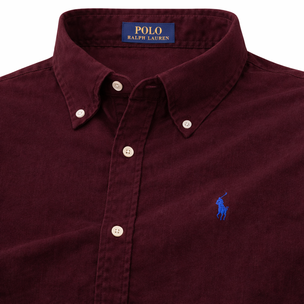 Wine Oxford Shirt Green Logo
