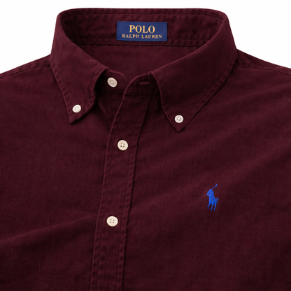 Wine Oxford Shirt Green Logo