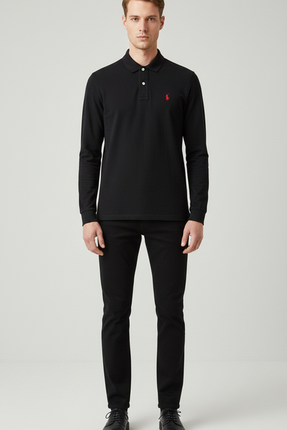 RL Collar Full Sleeve T-shirt BLACK