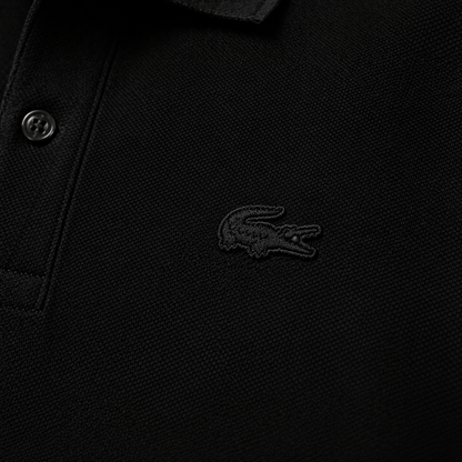 L Men Black Paris Shirt Regular Fit Stretch Cotton Pique