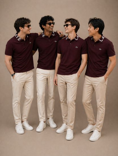 L Men Maroon Movement Jacquard Collar