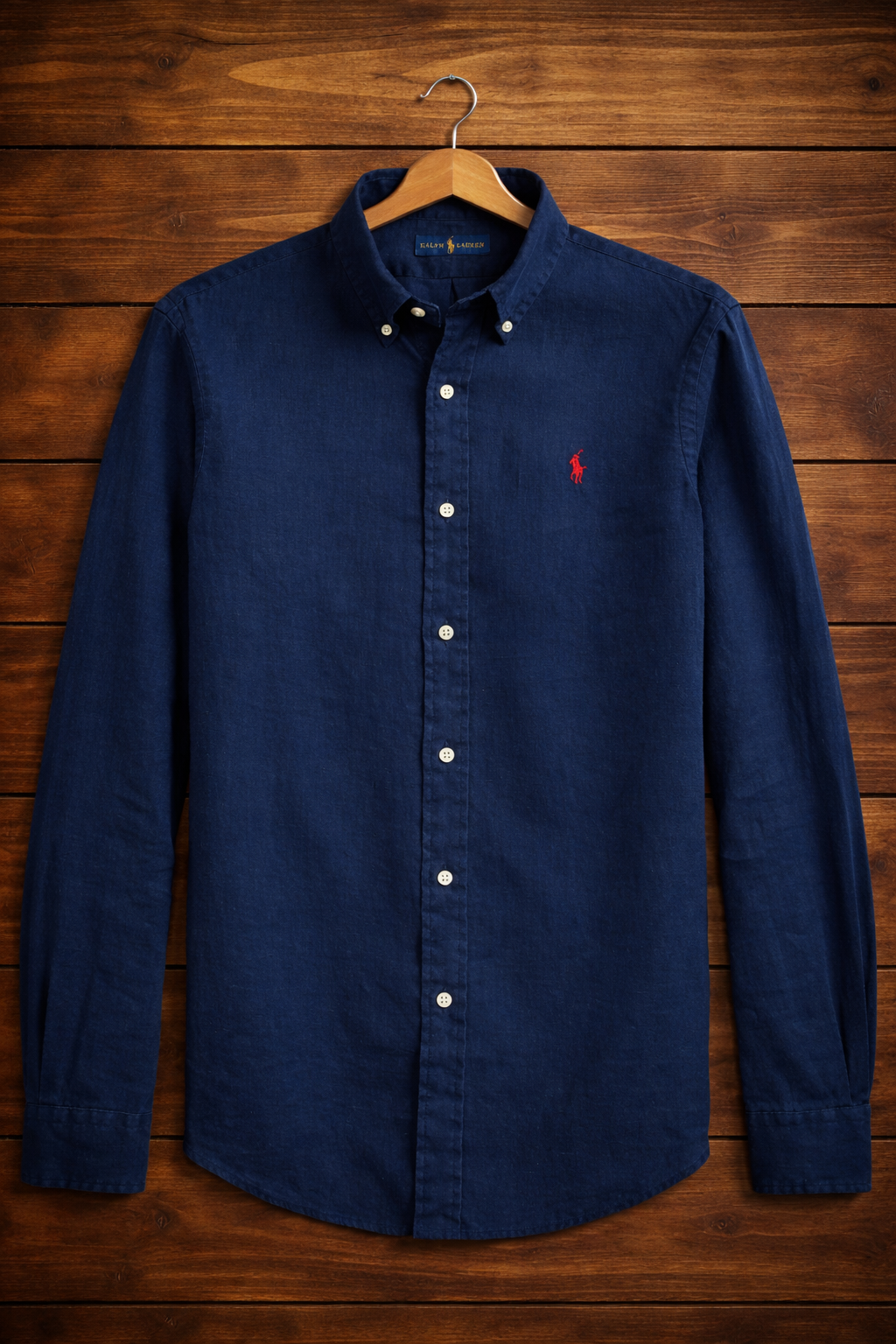 Navy Oxford Shirt (Red Logo)